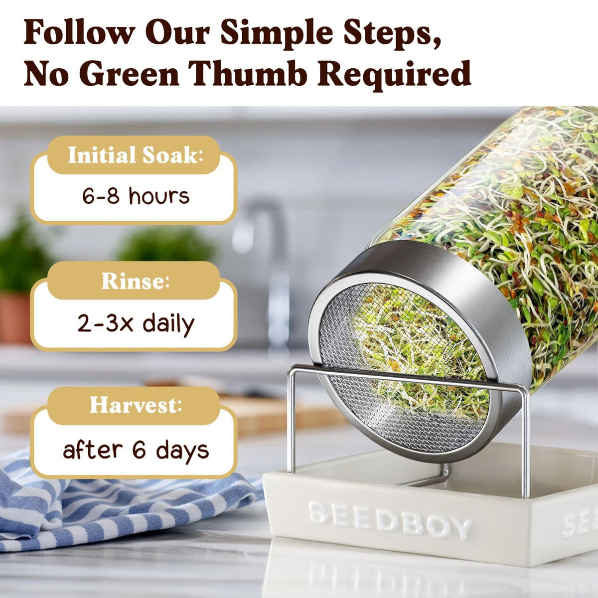 Seedboy USA grown sprouting seeds emphasize purity and safety.