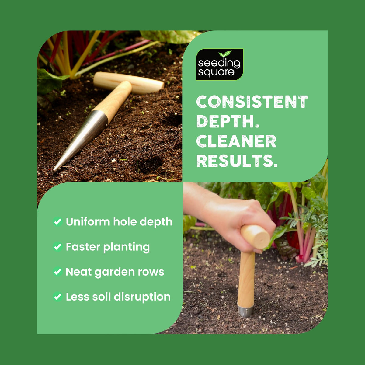 Seeding Square Pokey Planter helps garlic and onion planting
