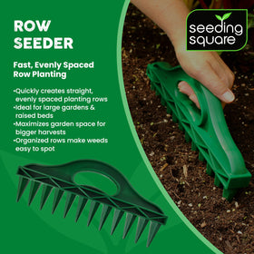 Seeding Square Row Seeder creates evenly spaced holes for uniform seed trays.