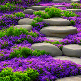 Seeds Of Strength purple creeping thyme germination in prepared garden bed.
