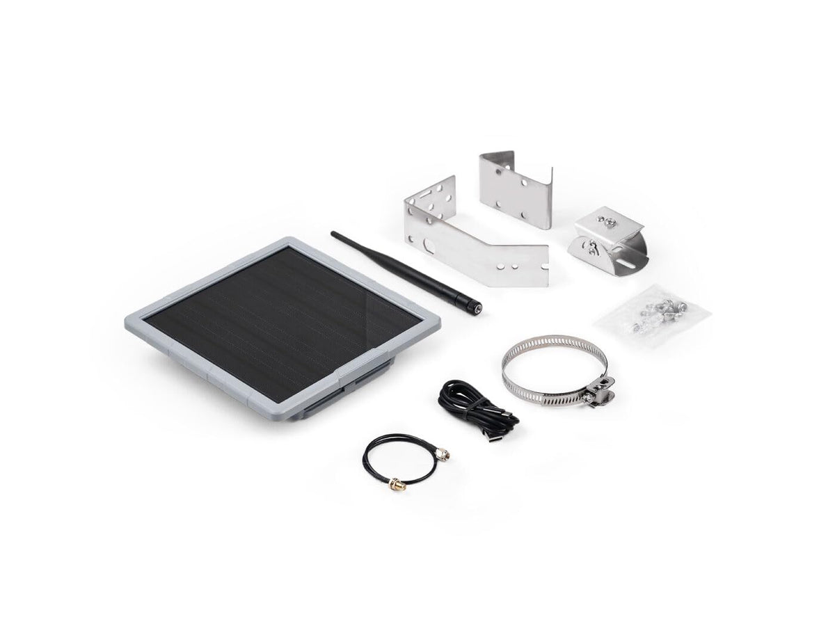 Seeed Studio SenseCAP P1-Pro solar panel powering an off-grid outdoor node