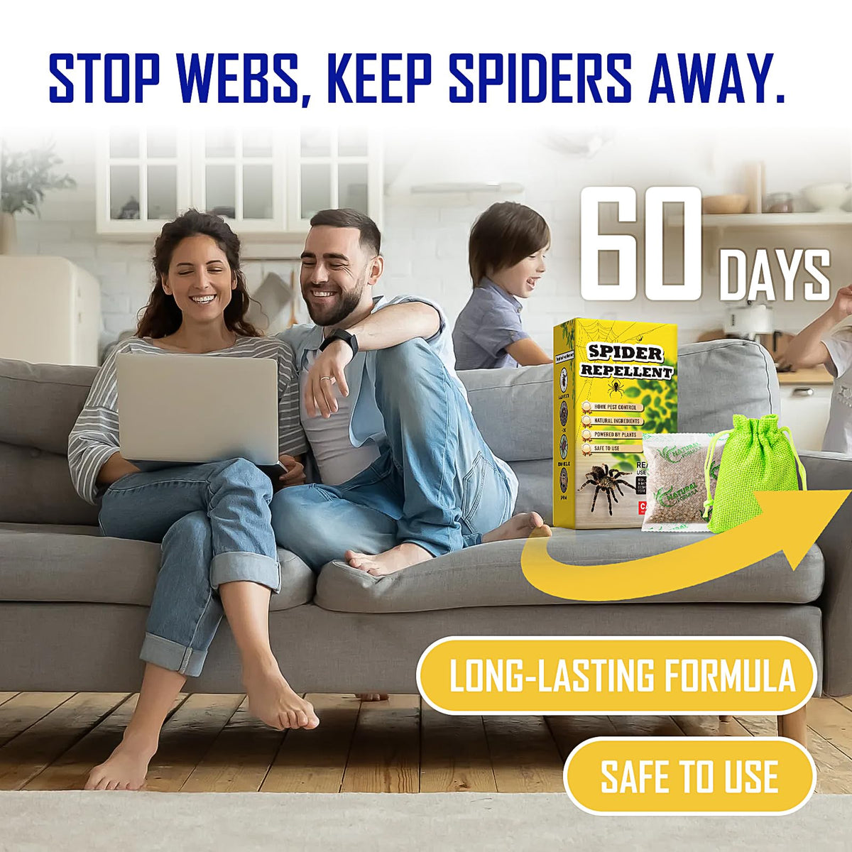 Seekdit peppermint and lemongrass scent deters spiders naturally.