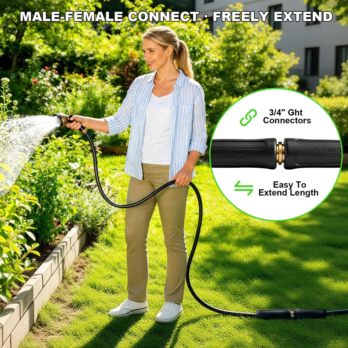 SeeMeYes all-season flexibility shows the hose remains pliable from -20°C to 80°C.