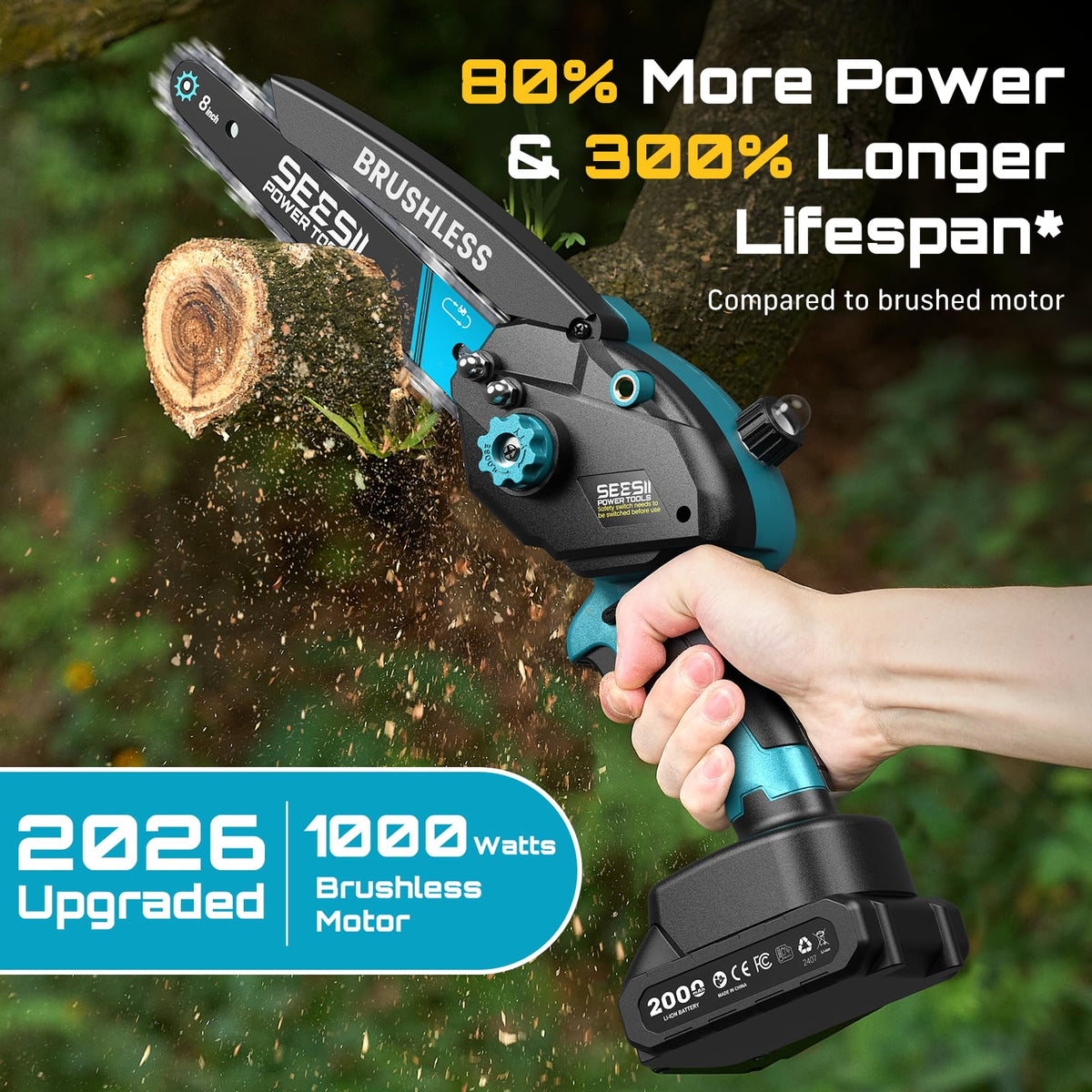 Seesii 1000W brushless motor for smooth power and durability.