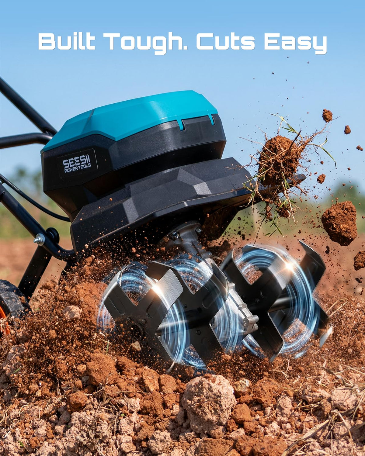 Seesii 12-inch tiller width with 8-inch depth for efficient tilling