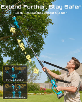 SEESII 2-in-1 pole pruner brushless motor enables powerful, smooth pruning.