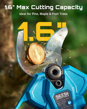 SEESII dual 4.0Ah batteries extend pruning sessions for longer work.
