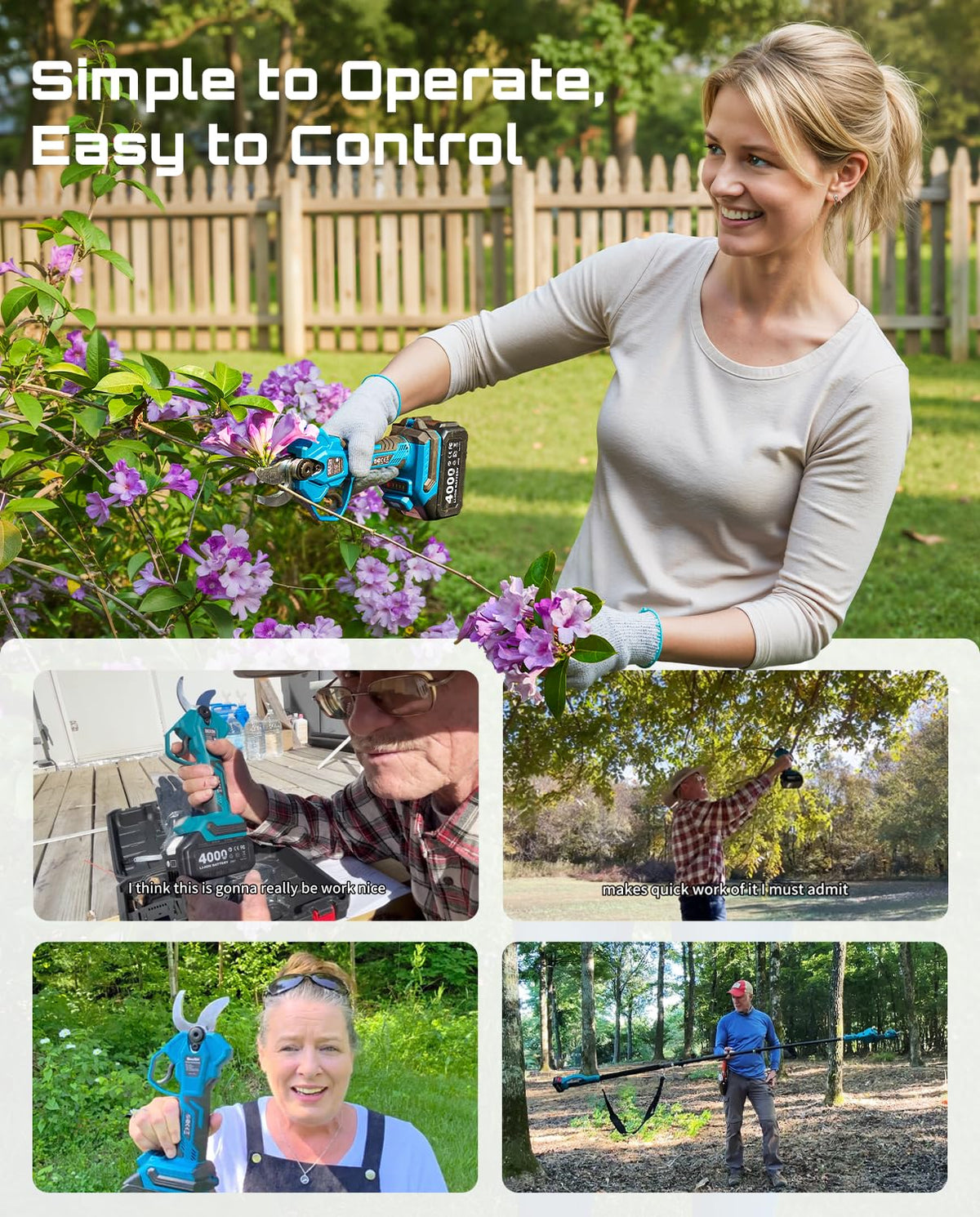 SEESII padded shoulder strap reduces arm fatigue during extended pruning.