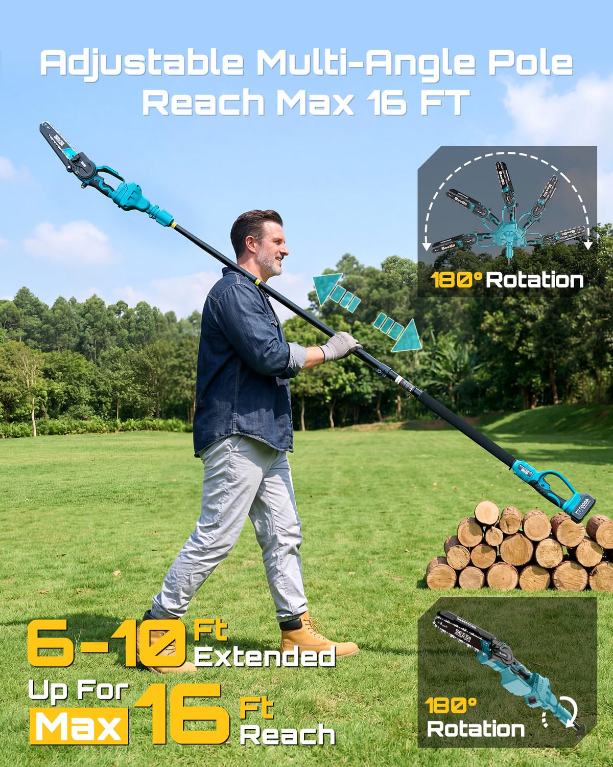 SEESII 8-inch guide bar and chain designed for small to medium branches