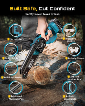 SEESII 800W motor delivers fast cuts on 8-inch logs