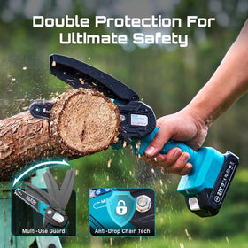 Seesii Mini Chainsaw handles wood cutting tasks with ease.