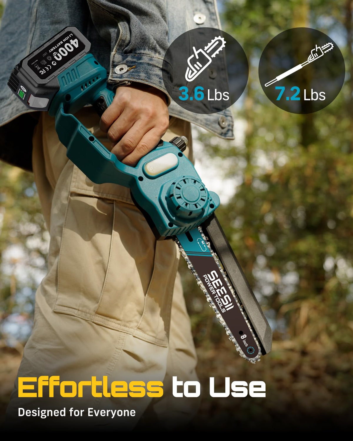 SEESII pole saw weight 7.2 lbs for manageable overhead use