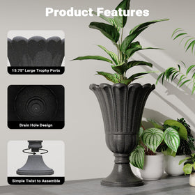 Seethmi black outdoor planter fits porches and patios with style.