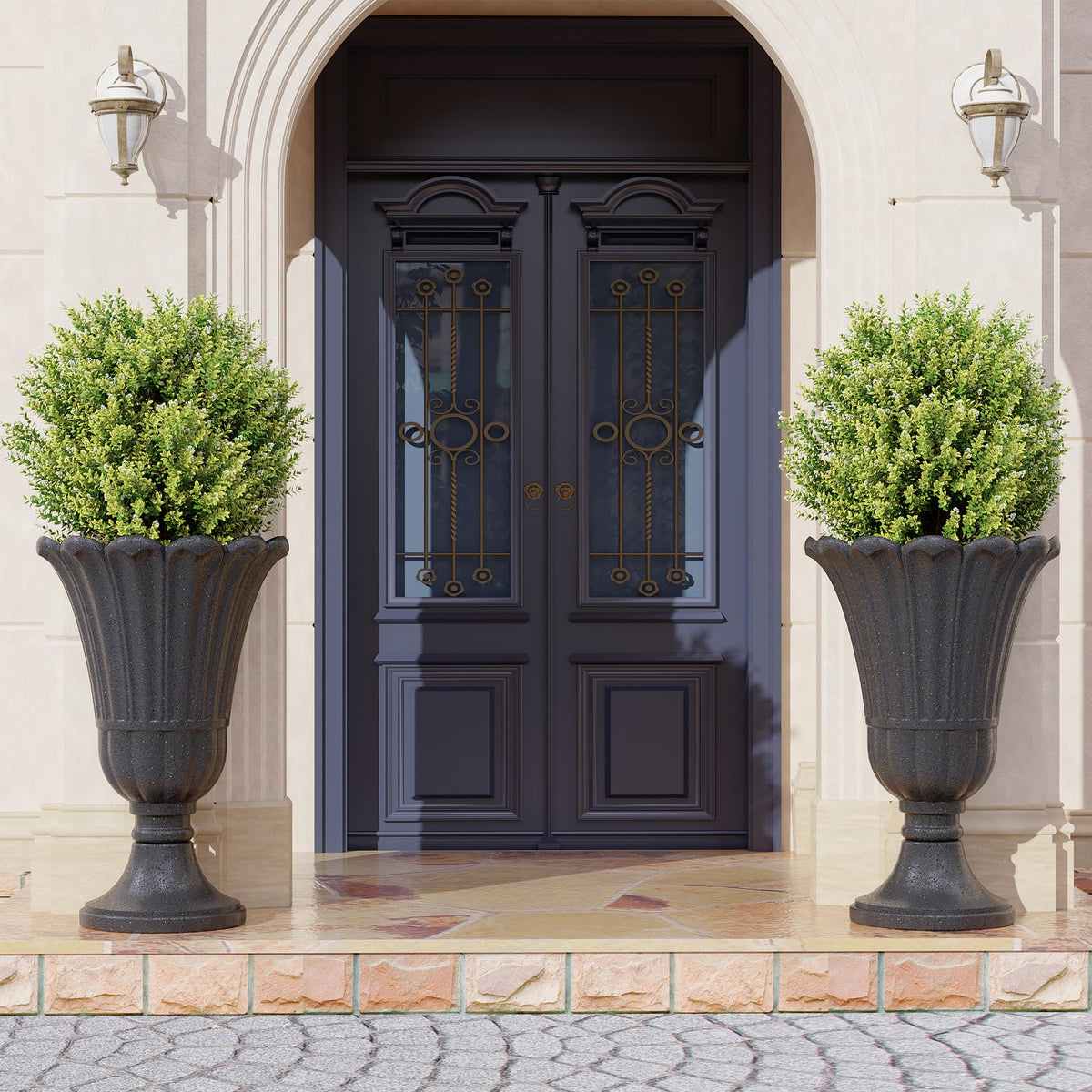 Seethmi tall planter features easy twist assembly for quick setup.