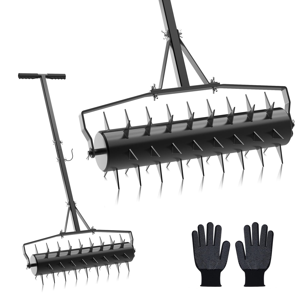 Seeutek 23-inch rolling lawn aerator spikes for deep soil penetration and healthier roots.