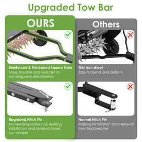 Seeutek heavy-duty lawn aerator with weight tray supports deeper penetration.