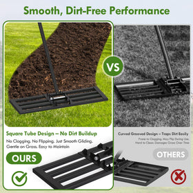 Seeutek leveling rake with storage slot keeps handle tidy in shed