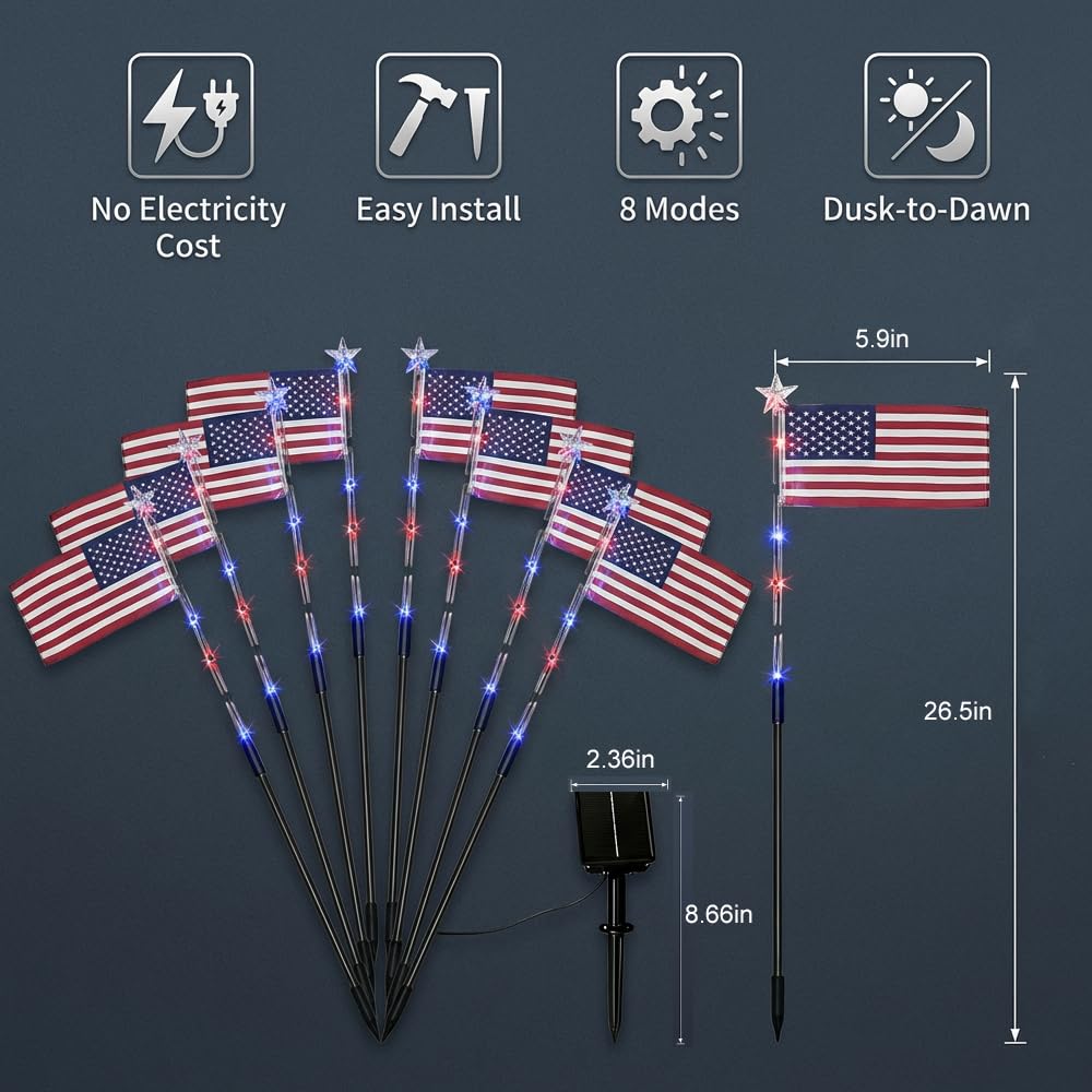 Seilvda easy setup flag lights with auto on/off for hassle-free decorating