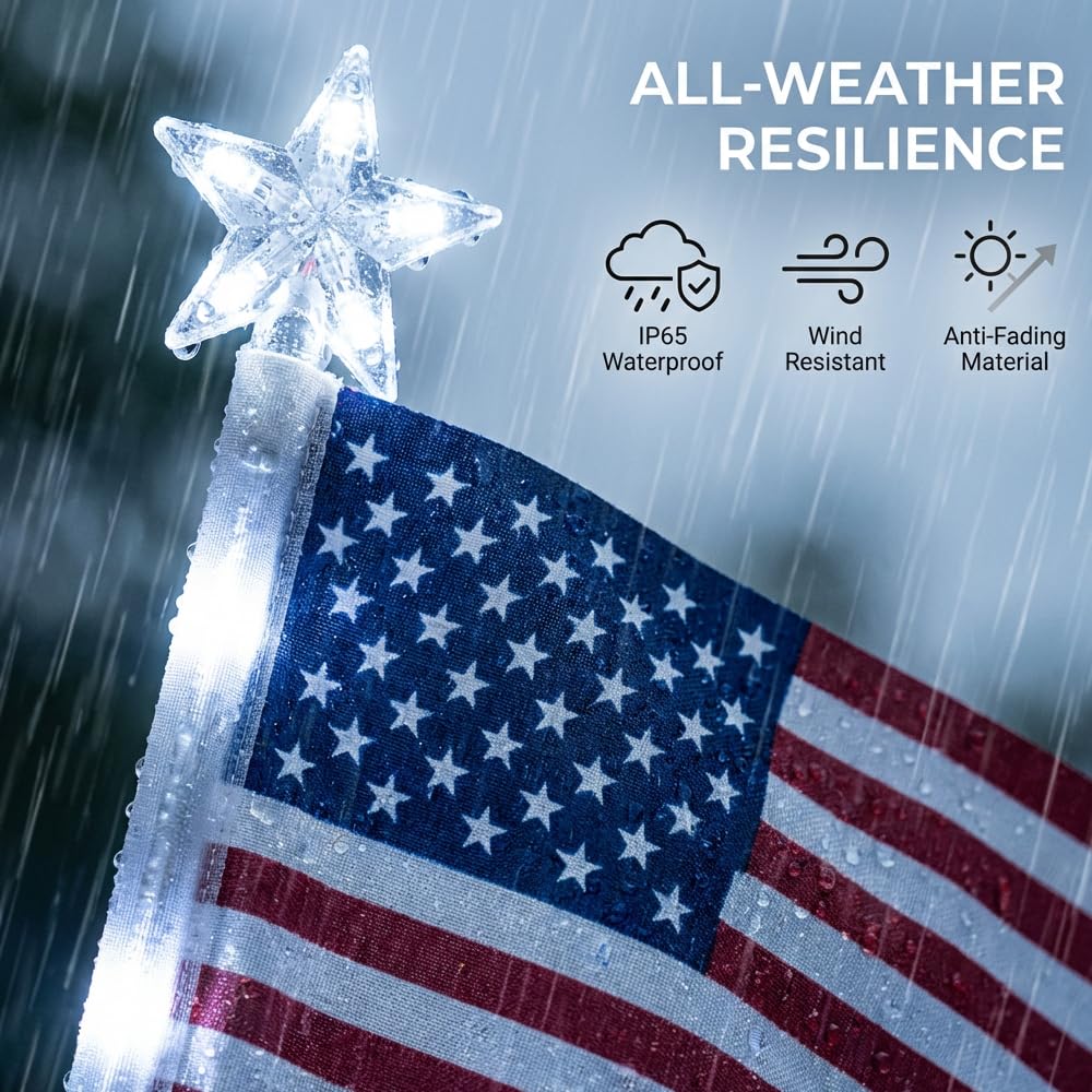 Seilvda weather resistant flag lights protect against sun and rain
