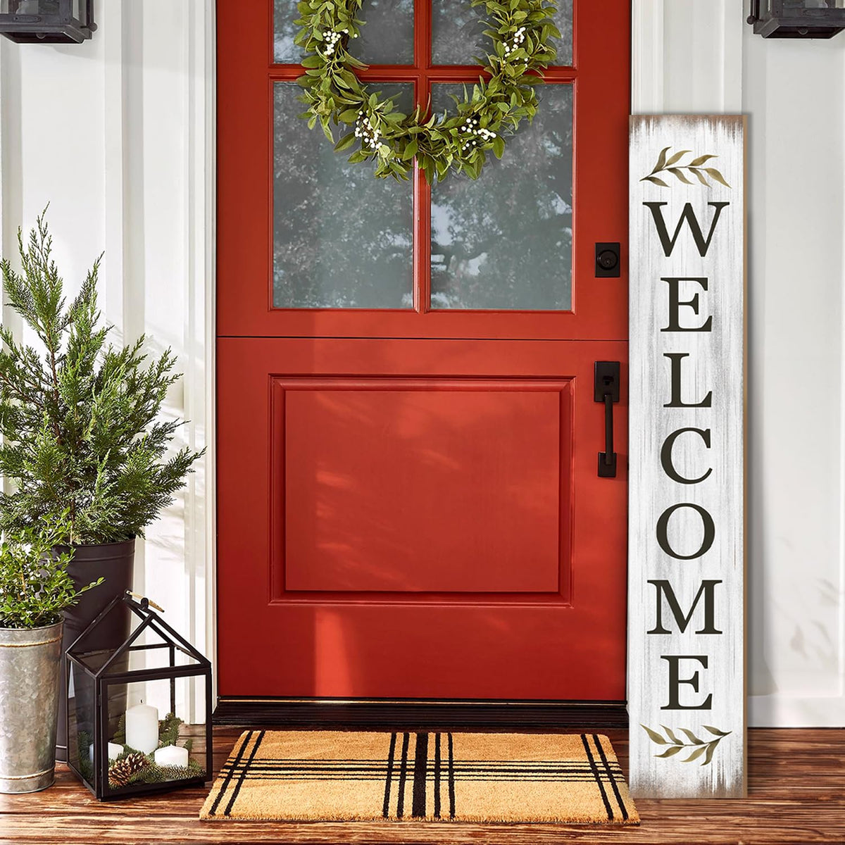 Seimip outdoor yard sign stands on porch for seasonal welcomes