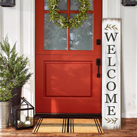 Seimip outdoor yard sign stands on porch for seasonal welcomes