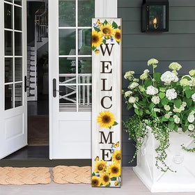 Seimip Sunflower Porch Sign front view welcomes guests on your porch