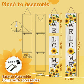 Seimip Sunflower Porch Sign displayed on wall adds garden flair