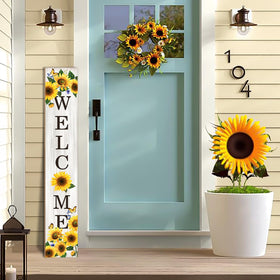 Seimip Sunflower Porch Sign side view shows slim vertical profile for tight spaces