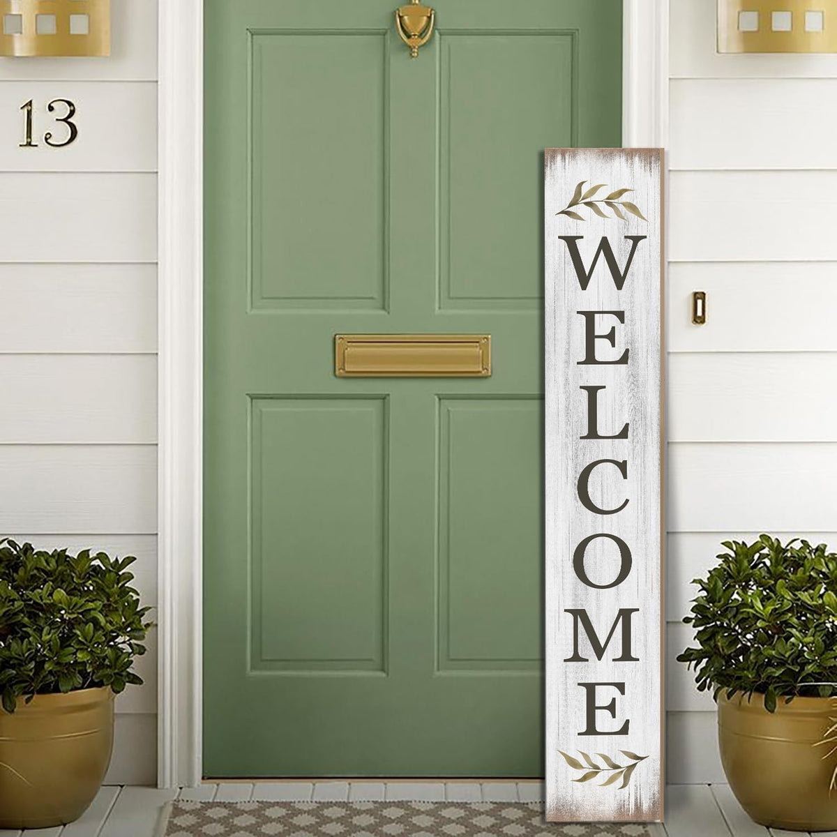Seimip welcome sign vertical porch assembly showcases retro white snowflake design