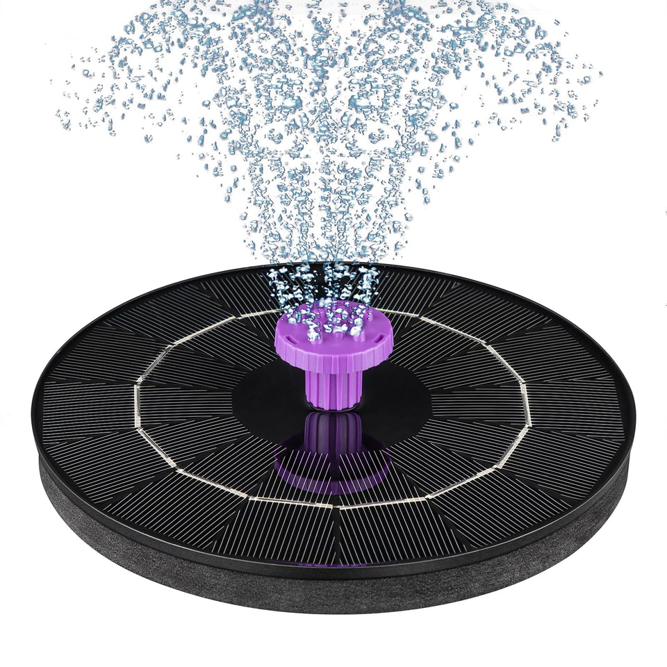 SEIRMEP 3.5W solar panel powering outdoor bird bath fountain with high efficiency.