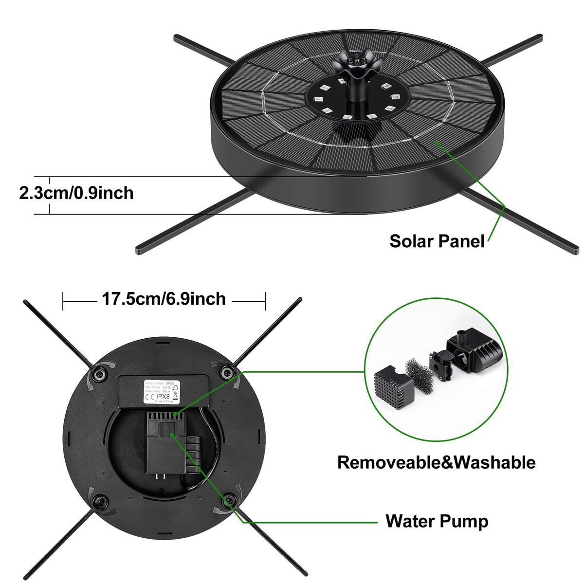 SEIRMEP outdoor fountain suitable for ponds and small pools.