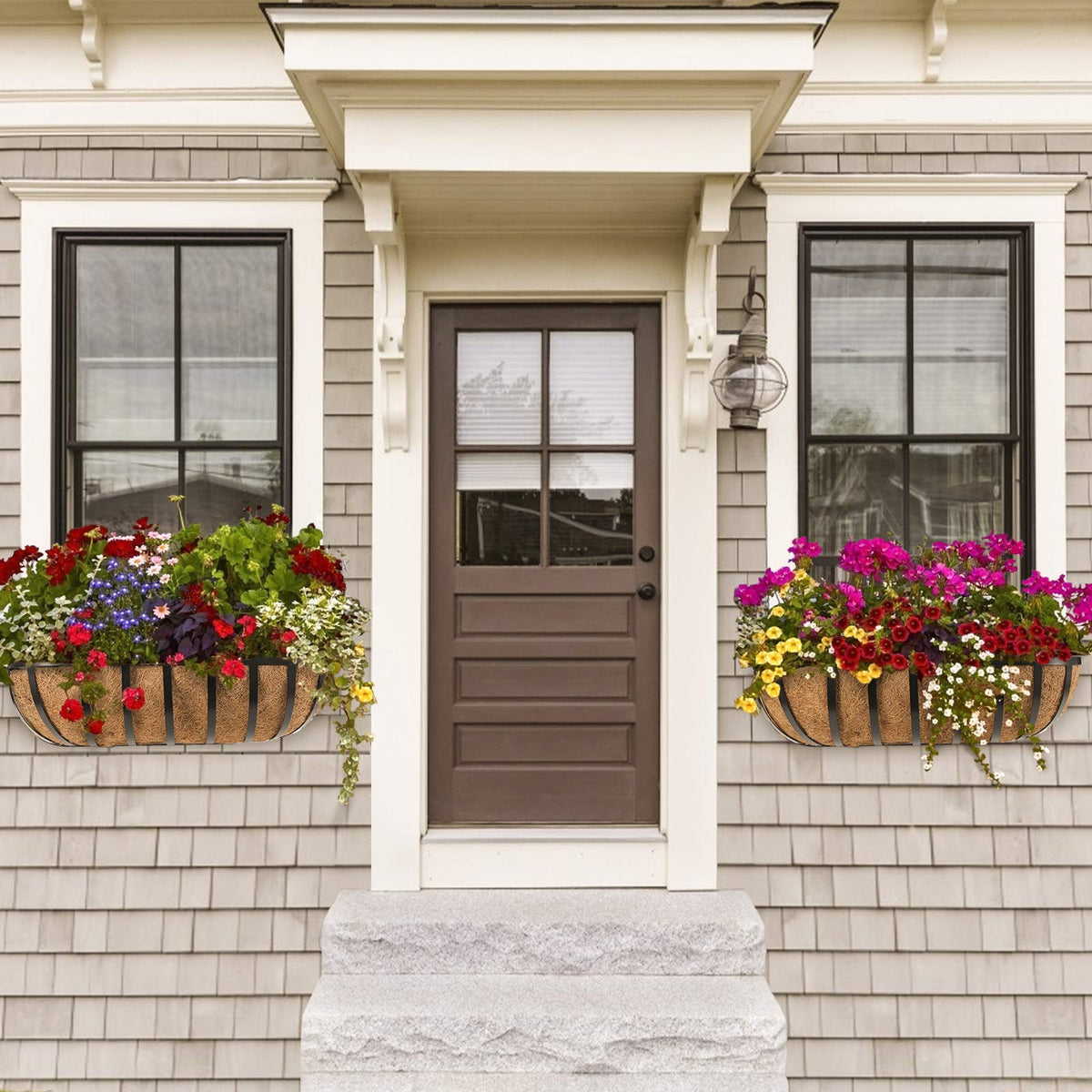 Sekcen railing planter steel durability with black powder coating