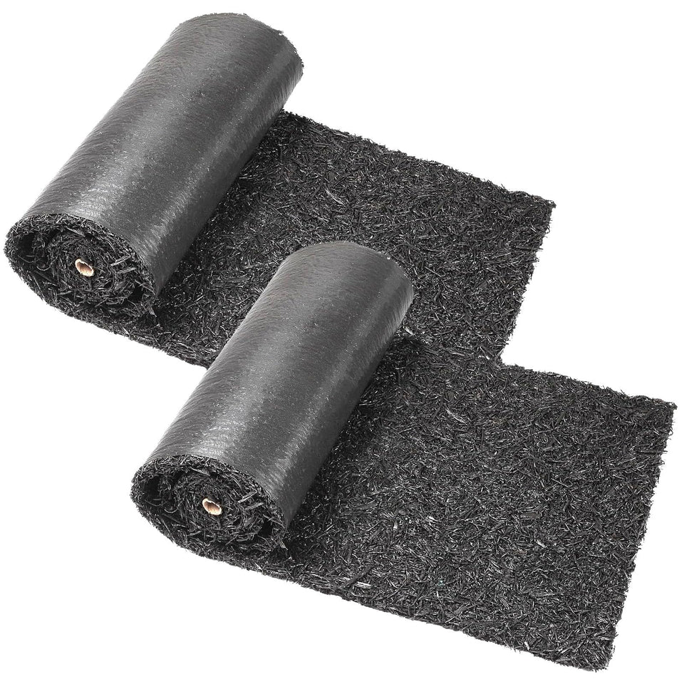 Sekcen upgraded 2-pack rubber mulch roll laid along a tidy pathway with weed control.