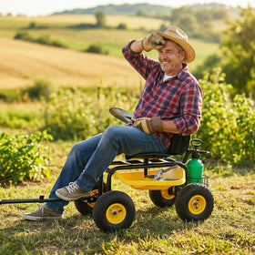 Sekey garden cart 360° swivel seat enables easy reach.