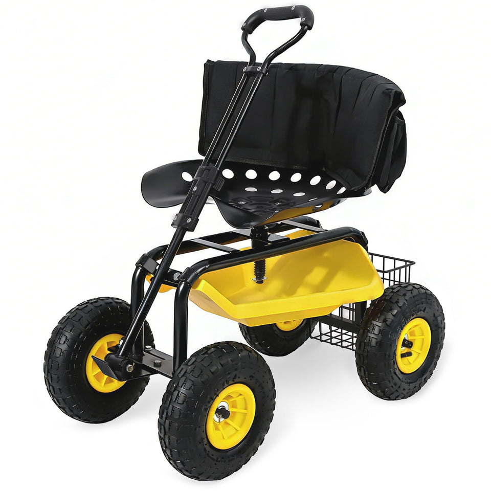 Sekey garden cart backrest supports comfortable planting sessions.