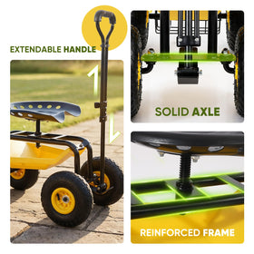 Sekey Garden Cart powder-coated steel frame supports heavy-duty use