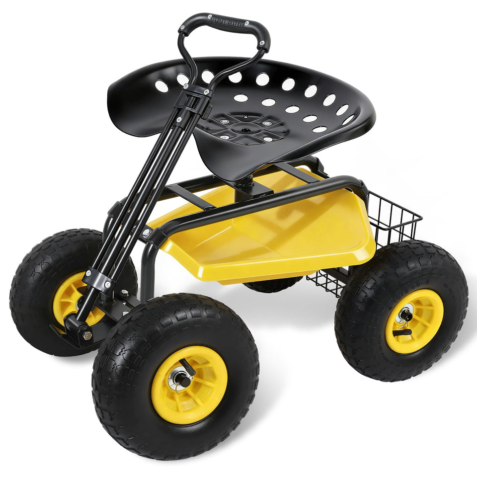 Sekey Garden Cart rolling workseat with 360-degree swivel for easy plant reach