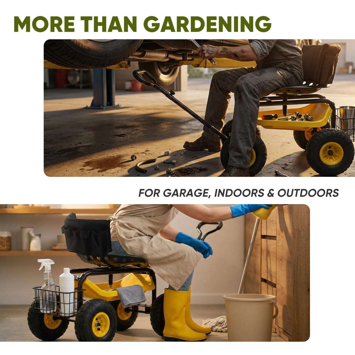 Sekey garden cart storage basket helps organize gear.