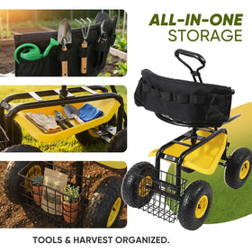 Sekey garden cart front tool tray keeps essentials handy.