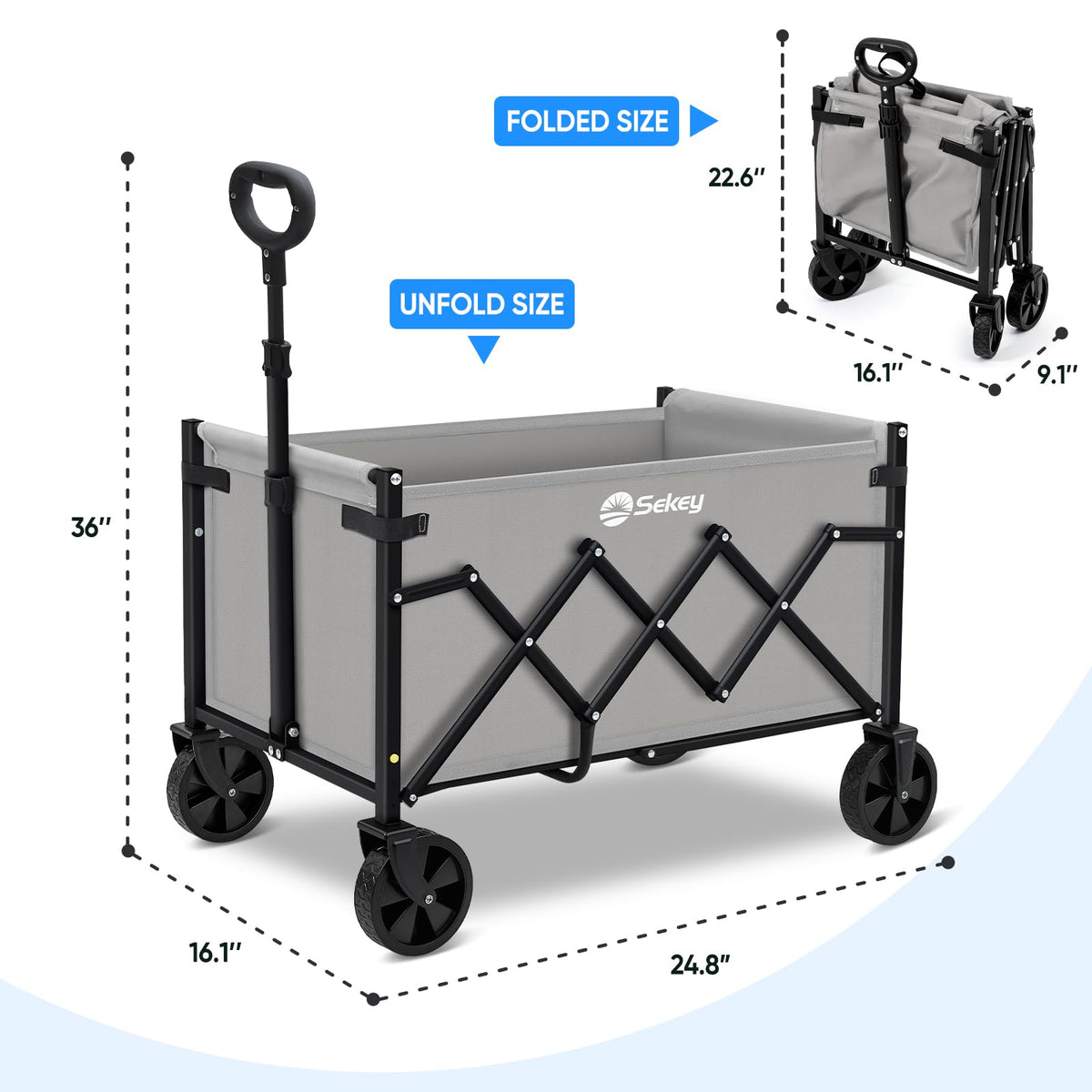 Sekey wagon 220lbs capacity supports groceries, gardening, and more.