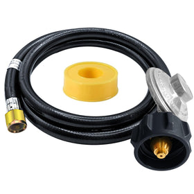 Sekvira 5 ft propane regulator hose assembly for safe outdoor cooking.