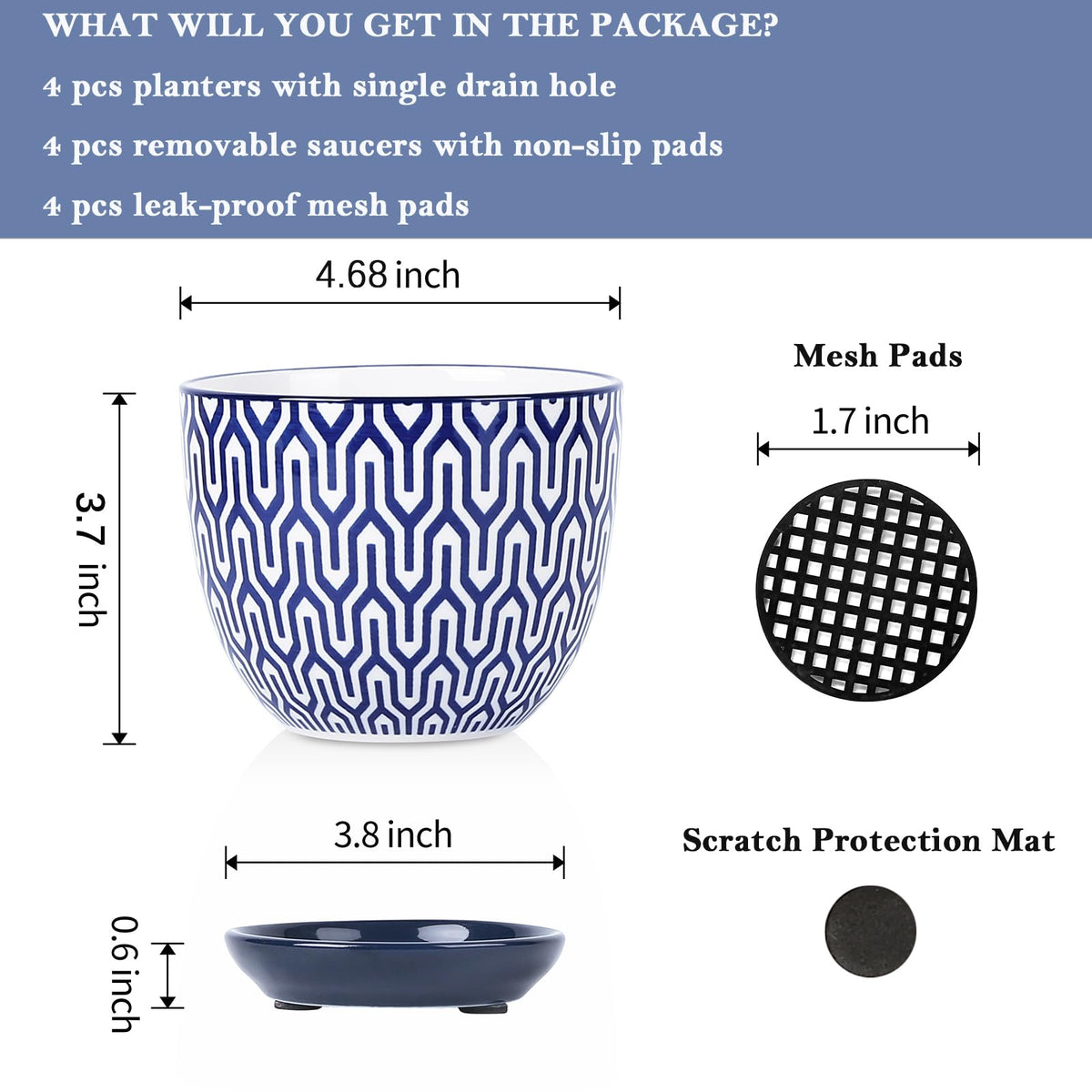 Close-up of drainage hole and mesh pad in Selamica pot.