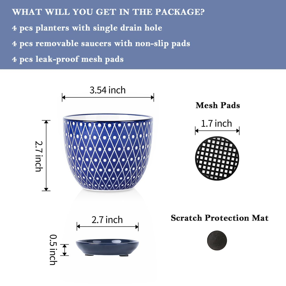 Vintage blue Selamica ceramic planter adds modern decor to indoor spaces.
