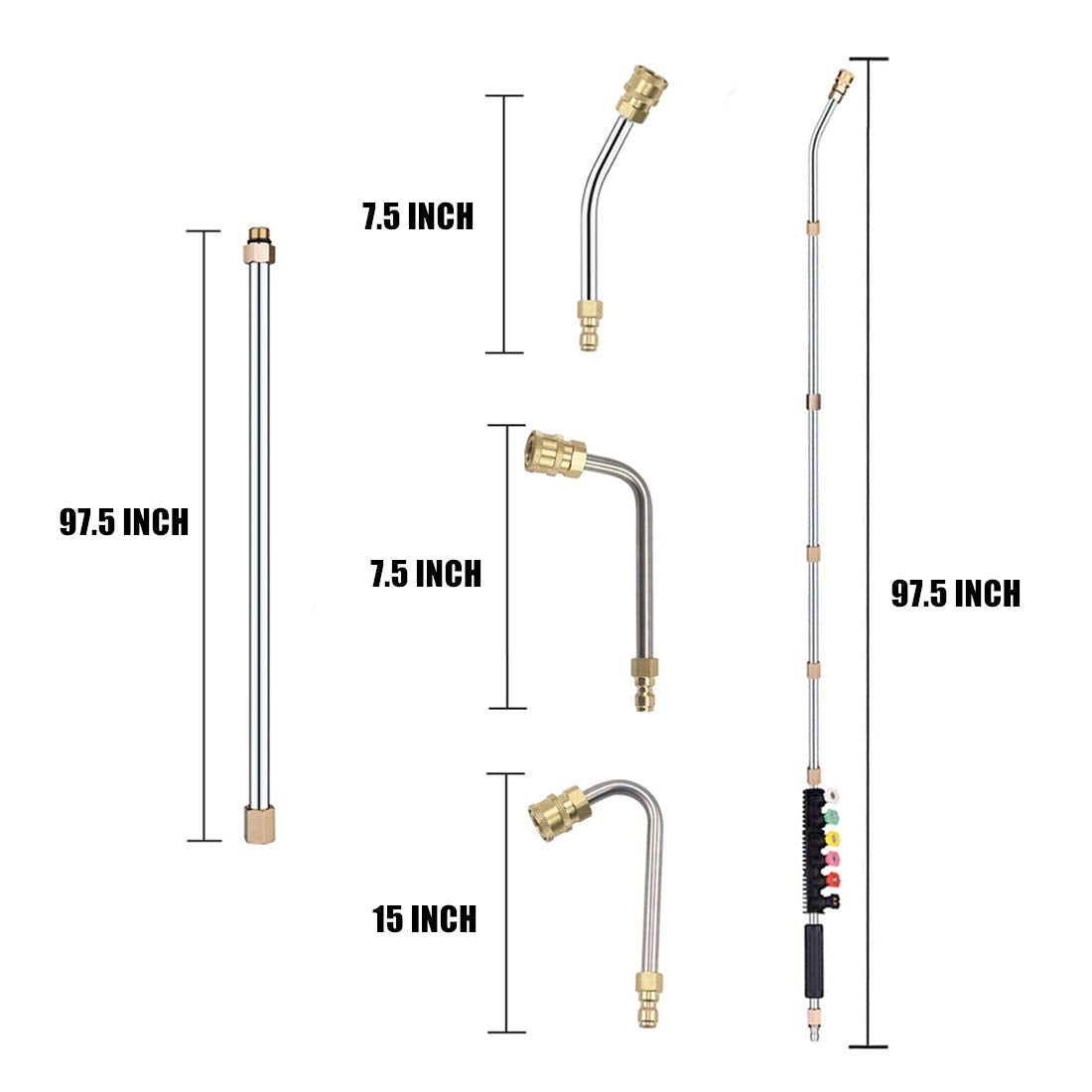 Selkie 120-degree curved rod extension wand for high-angle washing.