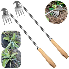 Semifrut 2-pack 16-inch weed puller with wooden handle for effortless weeding.