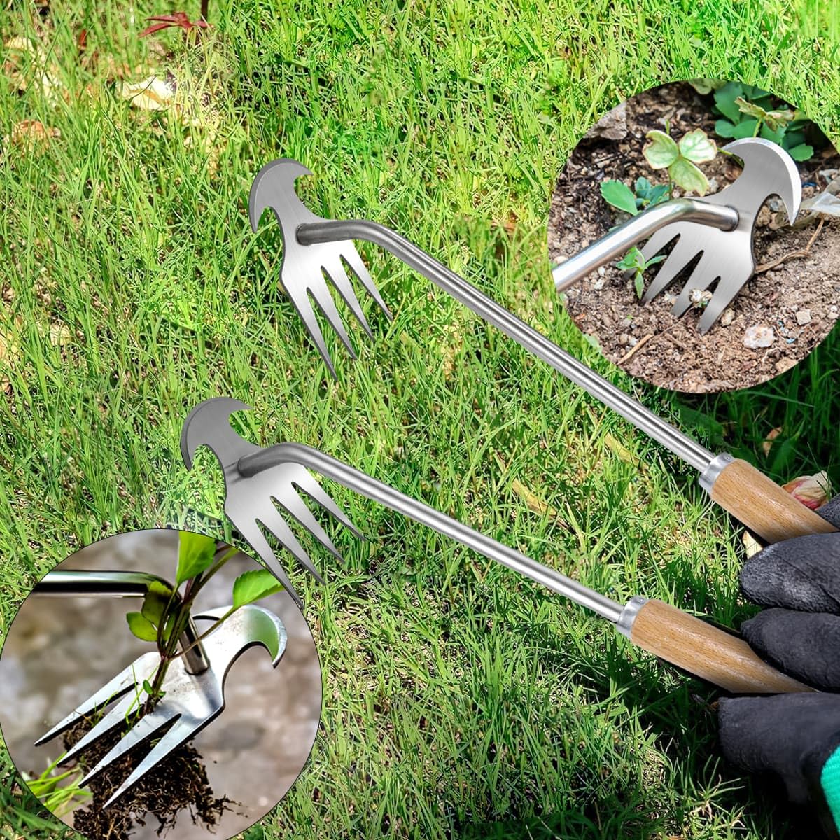 Semifrut hand weeder with hanging hole for compact storage and quick garden work