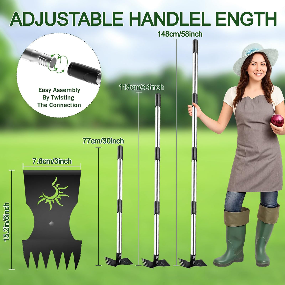 Semifrut weed puller 2-in-1 design used as rake and hoe.