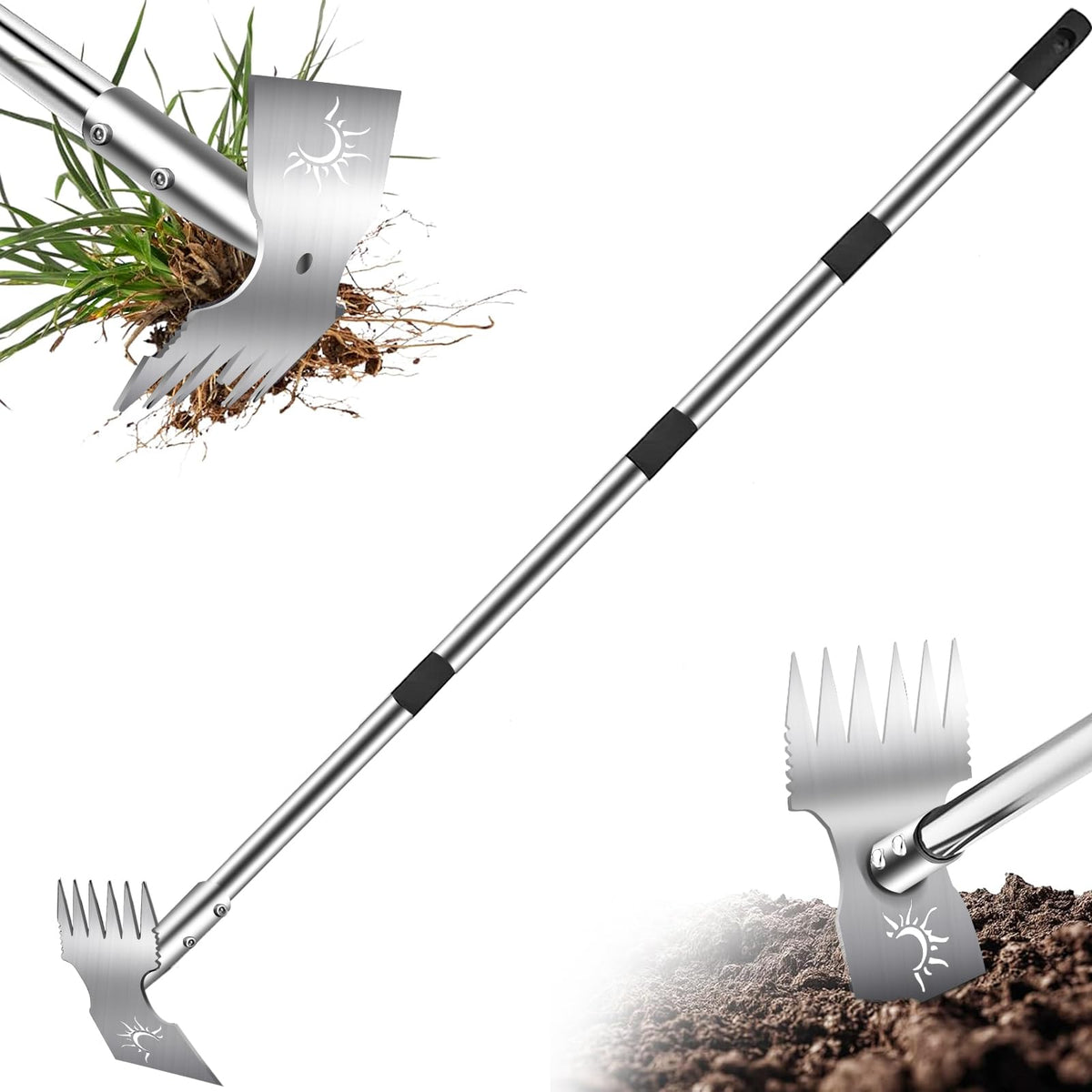 Semifrut weed puller with 60-inch long handle enables stand-up weeding.