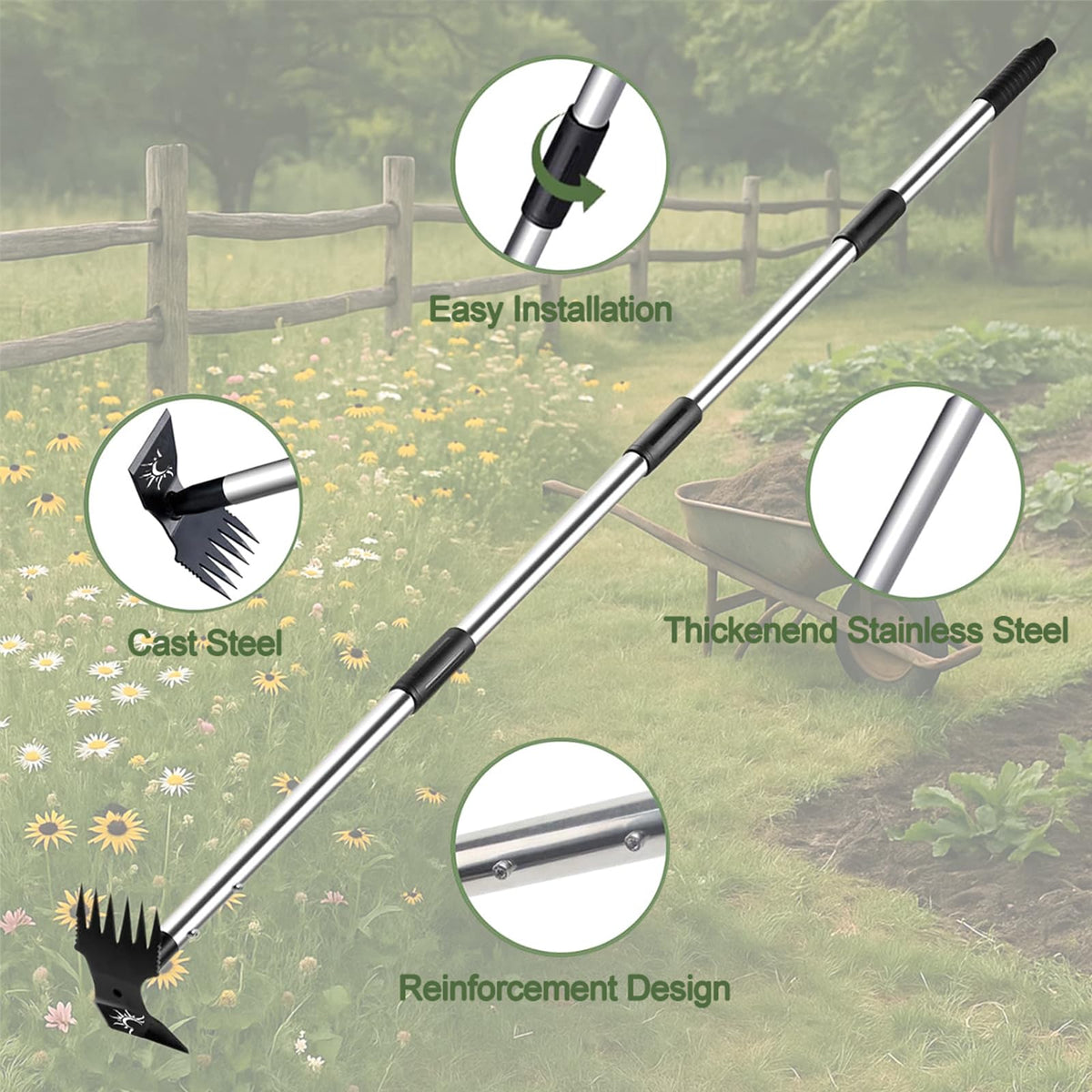 Semifrut weed puller 60in assembly shows quick screw-lock setup for fast use.