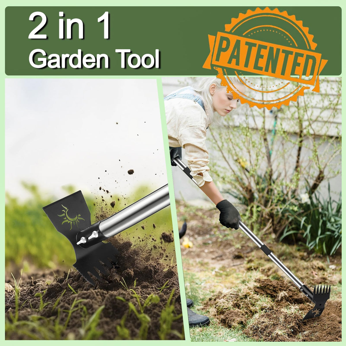 Semifrut weed puller cast steel head close-up shows durability and rust resistance.